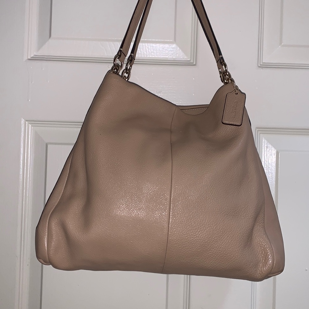 NUDE COACH LEATHER HOBO BAG